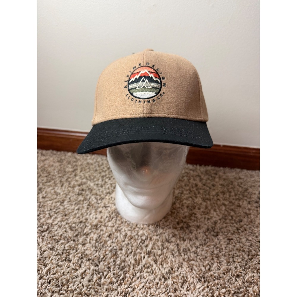 Alpine Design Mens Faux Melton Patch Cap Tan Black Snapback Hat ADMA1022 NEW